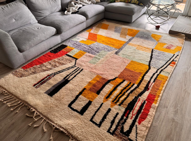 Moroccan rugs displayed in the Hamza Gallery souk shop, Marrakech